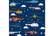 Helicopters seamless pattern air