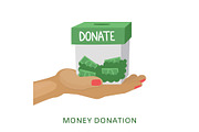 Donation moneybox on hand help and