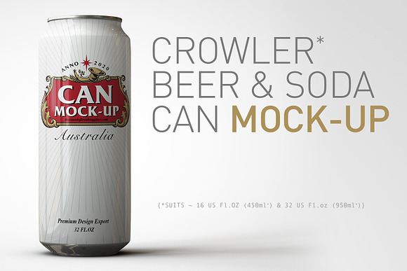 Crowler Beer Can | Soda Can Mock-Up in Product Mockups - product preview 13