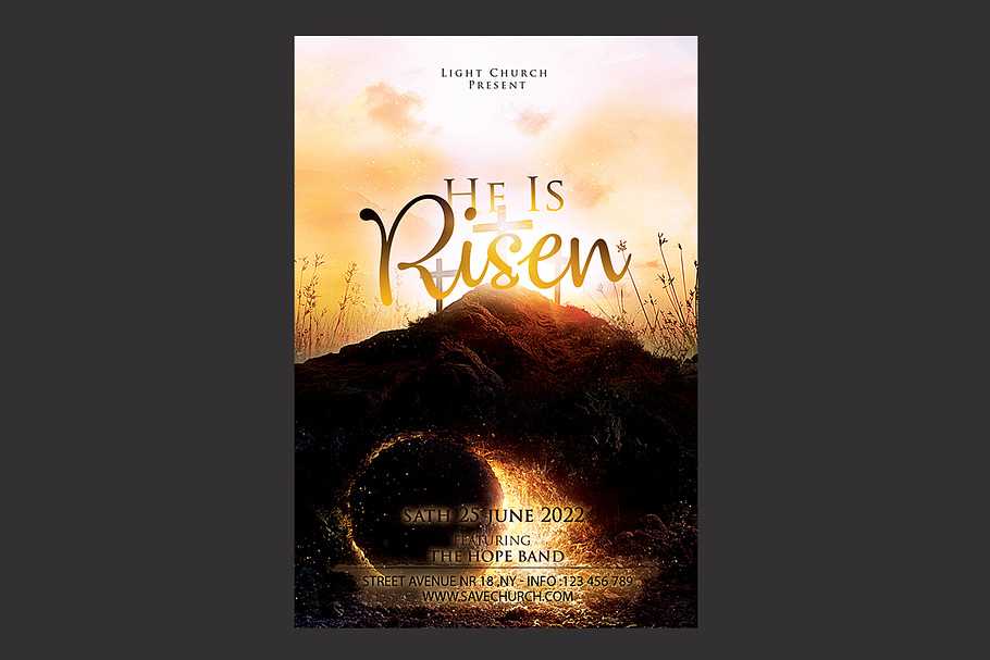 He Is Risen Church Flyer in Flyer Templates - product preview 8