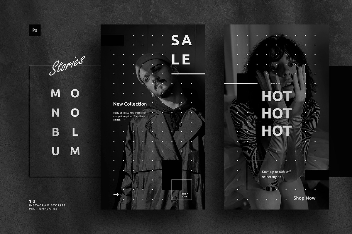 Monoblum Monochrome Stories in Instagram Templates - product preview 8