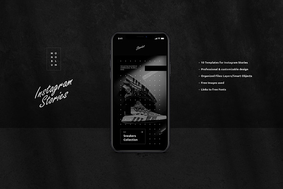 Monoblum Monochrome Stories in Instagram Templates - product preview 1