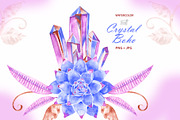 Watercolor boho crystal clipart