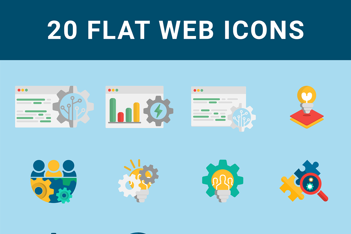 Flat Web Icons in Icons - product preview 8