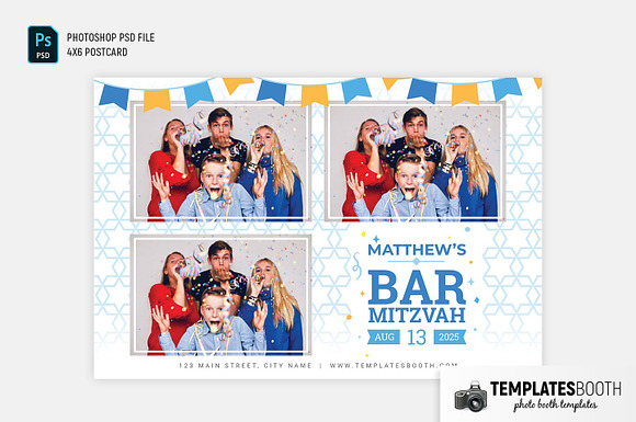 Bar Mitzvah Photo Booth Template in Postcard Templates - product preview 2