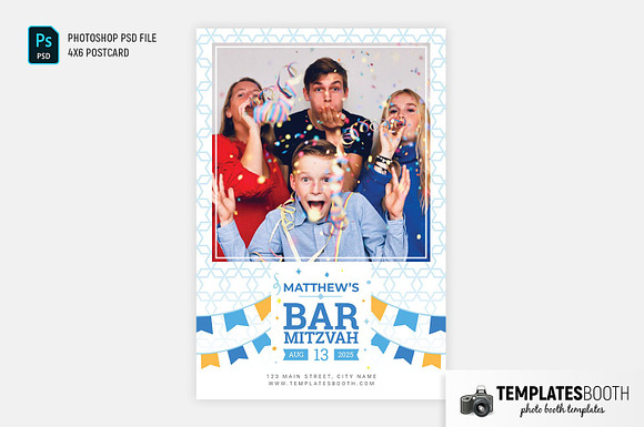 Bar Mitzvah Photo Booth Template in Postcard Templates - product preview 3