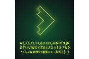 Right arrowhead neon light icon