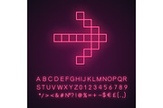Pixel arrow neon light icon