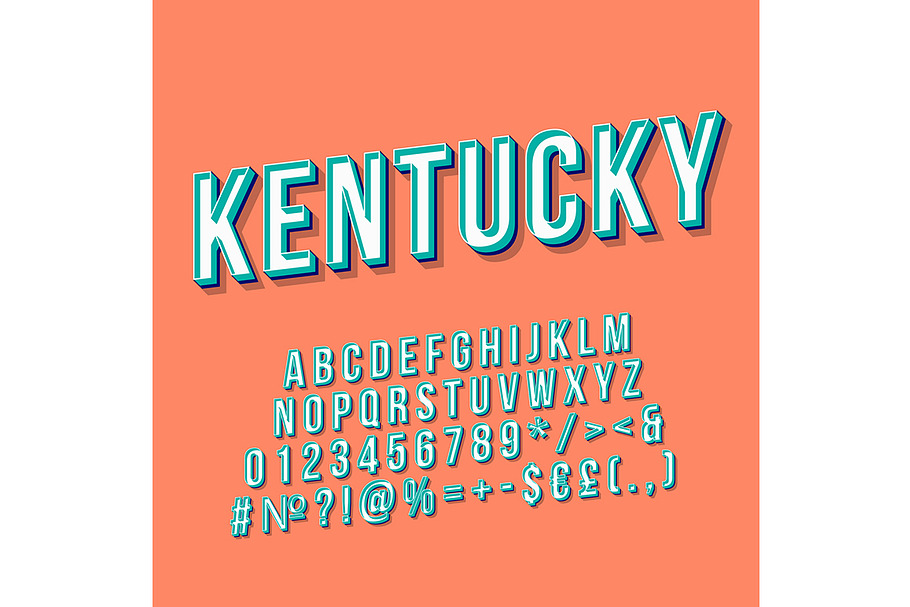 Kentucky vintage 3d vector lettering in Add-Ons - product preview 8