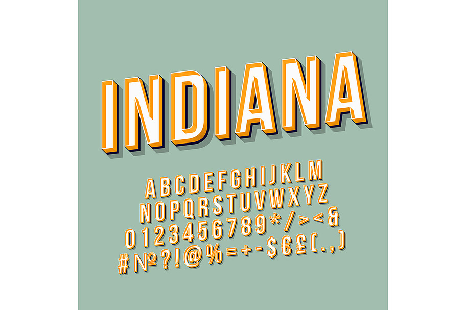 Indiana vintage 3d vector lettering in Add-Ons - product preview 8