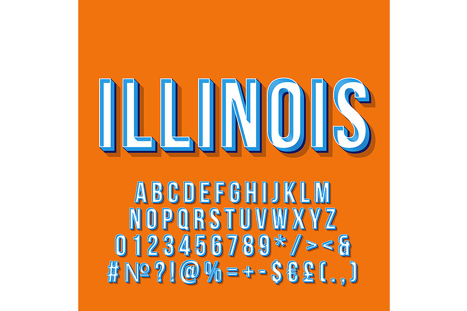 Illinois vintage 3d vector lettering in Add-Ons - product preview 8