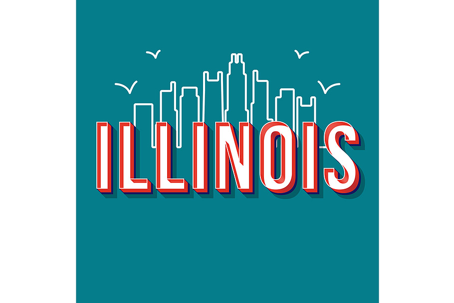 Illinois vintage 3d vector lettering in Add-Ons - product preview 8