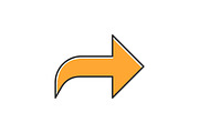 Right orange curved arrow color icon