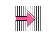 Pink arrow on striped backdrop icon