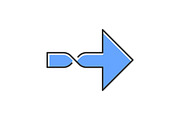 Twisted blue arrow color icon