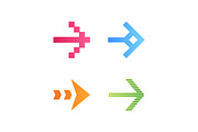 Arrow types flat design color icons