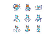 Web robots color icons set