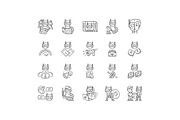 Bot types linear icons set