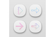 Rightward arrows app icons set