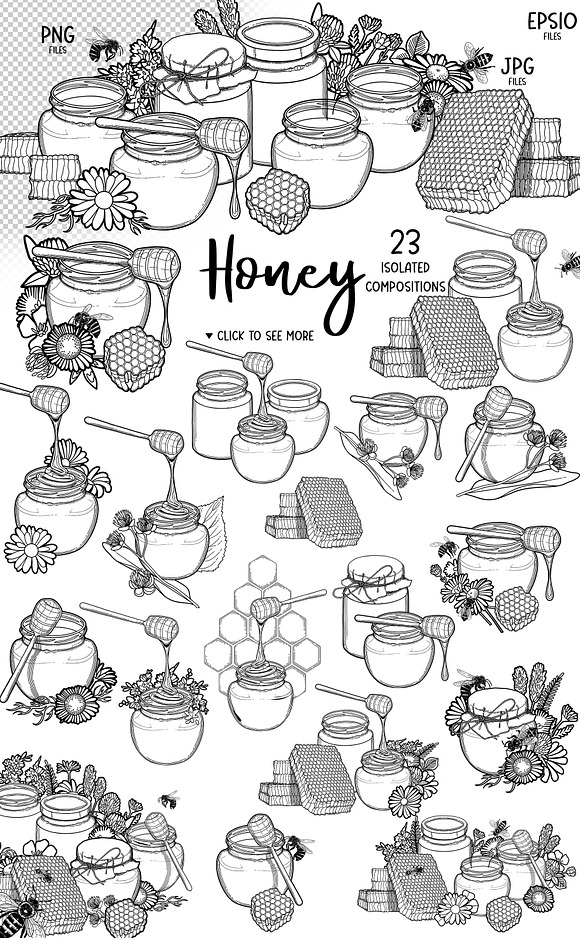 Graphic honey - vector collection in Illustrations - product preview 4