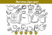 Coffee Doodle Clipart Svg Hand Drawn