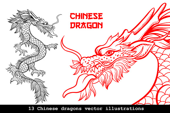 Chinese Dragon Vector Illustrations in Graphics - product preview 11