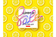 Summer Sale banner with 3d colorful