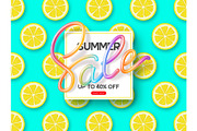 Summer Sale banner with 3d colorful