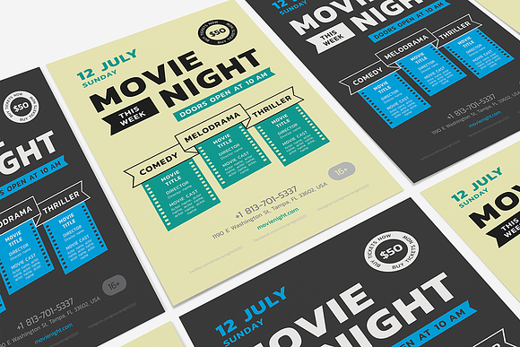 Movie Night Poster Template in Flyer Templates - product preview 6