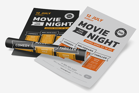 Movie Night Poster Template in Flyer Templates - product preview 7