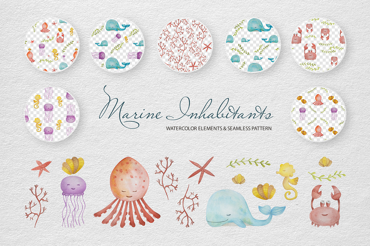 Marine Inhabitants | Watercolor in Illustrations - product preview 8