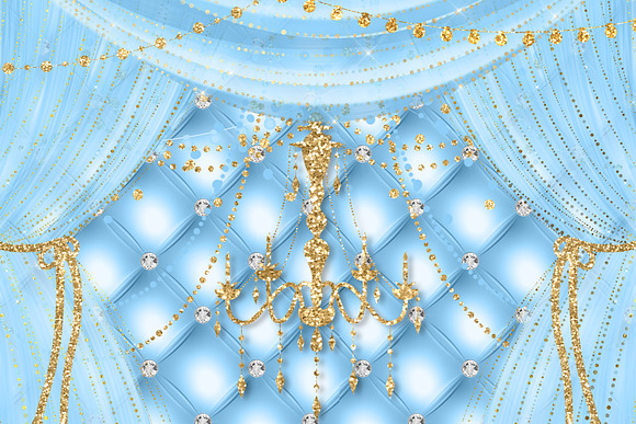 Blue and Gold Party Decorations in Illustrations - product preview 1