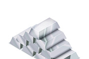 Glossy silver bars in isometric view