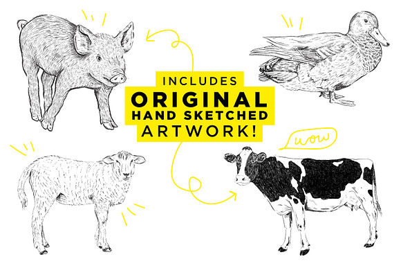 Farm Animal Illustration Collection in Illustrations - product preview 2