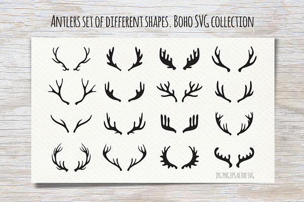 Antlers Set of Different Shapes. SVG