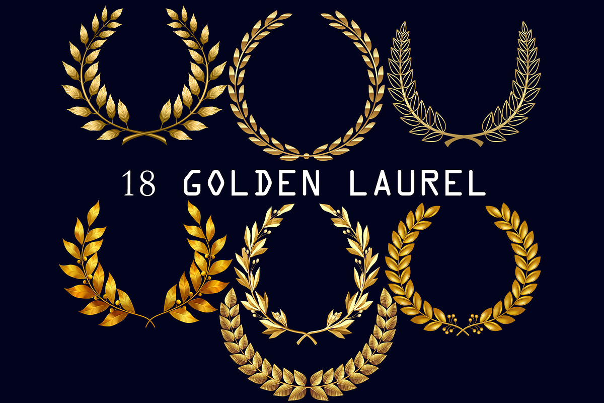 18 Golden Laurel Wreath in Objects - product preview 8