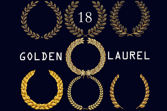 18 Golden Laurel Wreath in Objects - product preview 1