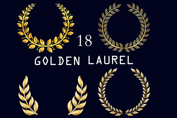 18 Golden Laurel Wreath in Objects - product preview 2