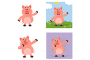 Cute Pig Character. Collection - 3