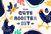 Cute Doodle Rooster Illustrator
