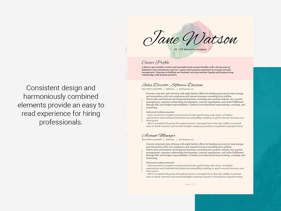 Resume Template Kiania in Resume Templates - product preview 2
