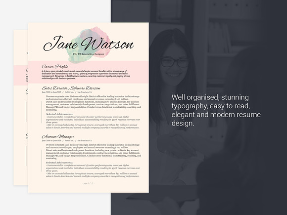 Resume Template Kiania in Resume Templates - product preview 3