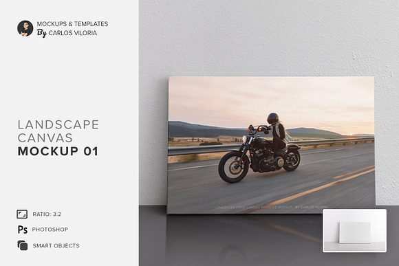 Landscape Canvas Ratio 3x2 Mockup 01 in Mockup Templates - product preview 4