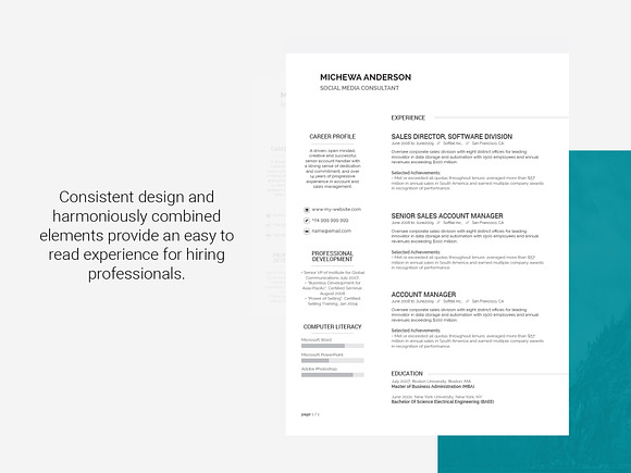 Resume Template Michewa in Resume Templates - product preview 2