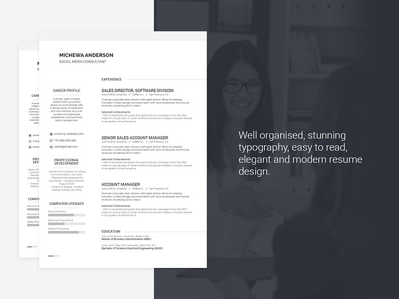 Resume Template Michewa in Resume Templates - product preview 3