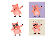Cute Pig Character. Collection - 4