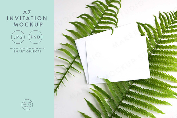 Horizontal 5x7 Invitation Mockup in Product Mockups - product preview 3