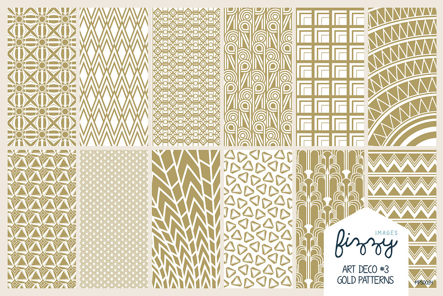 12 x EPS JPG Art Deco Gold Patterns in Patterns - product preview 8