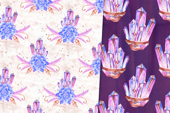 Boho purple crystals digital papers in Textures - product preview 3