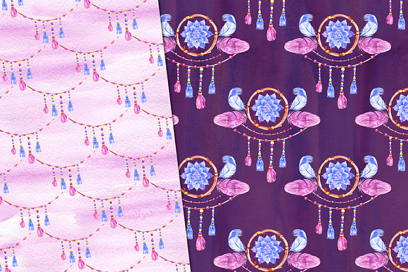 Boho purple crystals digital papers in Textures - product preview 6